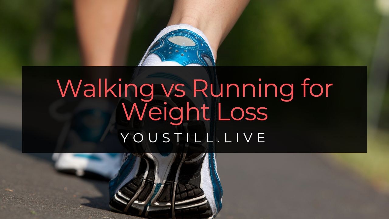 Person walking and running outdoors for weight loss comparison